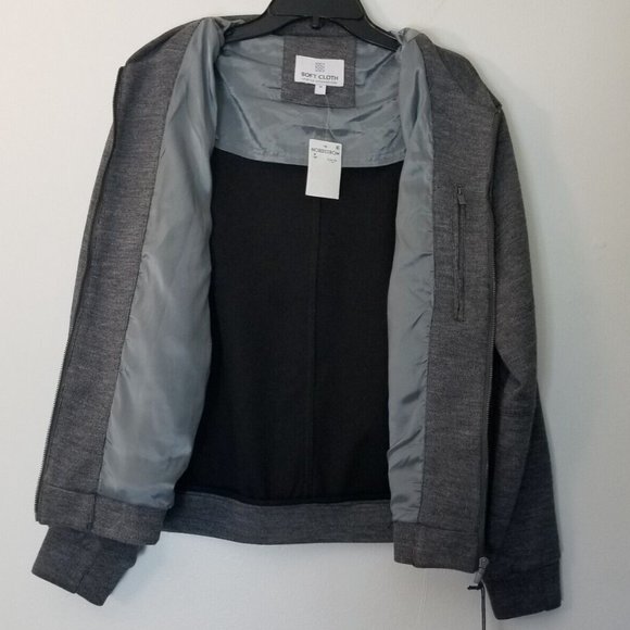 Soft Cloth Men's Heather Gray Wool Blend Softshell Zip Bomber Jacket - Picture 5 of 10
